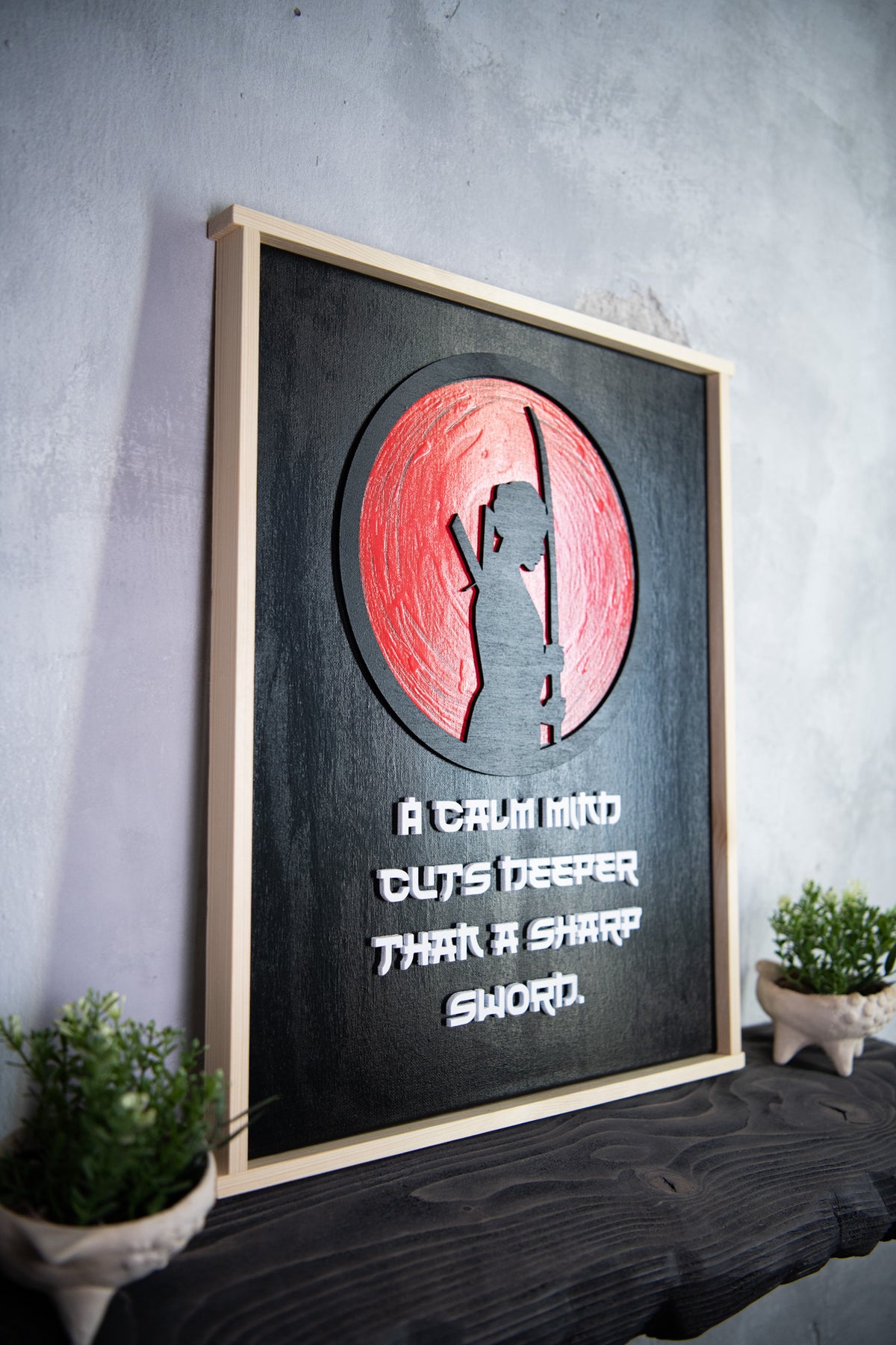 Samurai Wall Art – Laser Cut Wood Quote – Framed Canvas Artwork