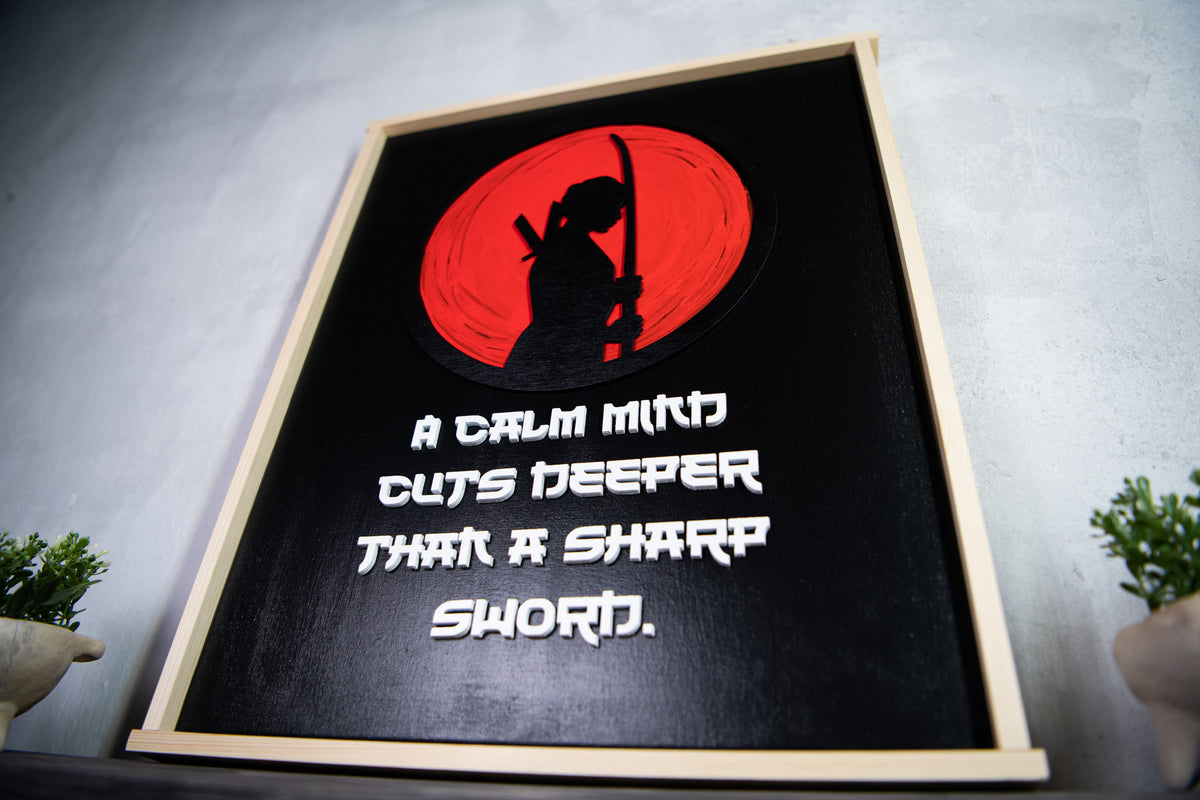 Samurai Wall Art – Laser Cut Wood Quote – Framed Canvas Artwork