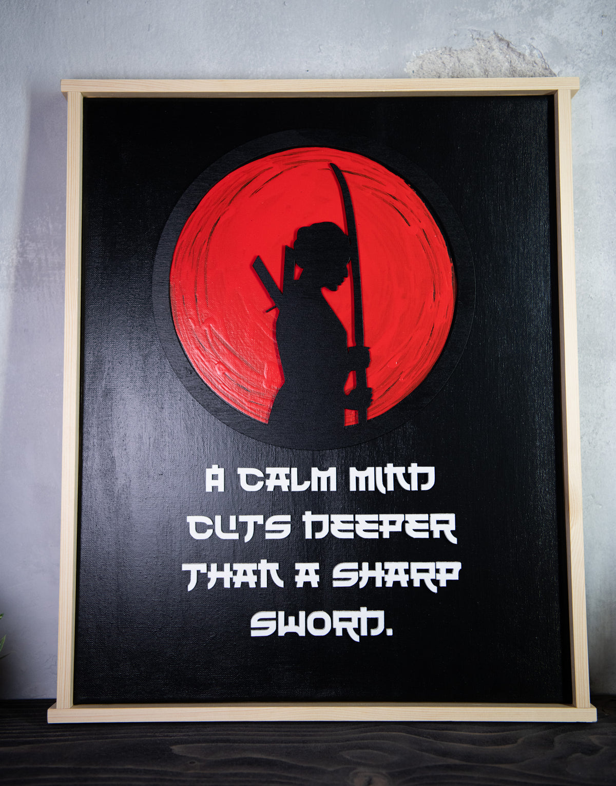 Samurai Wall Art – Laser Cut Wood Quote – Framed Canvas Artwork