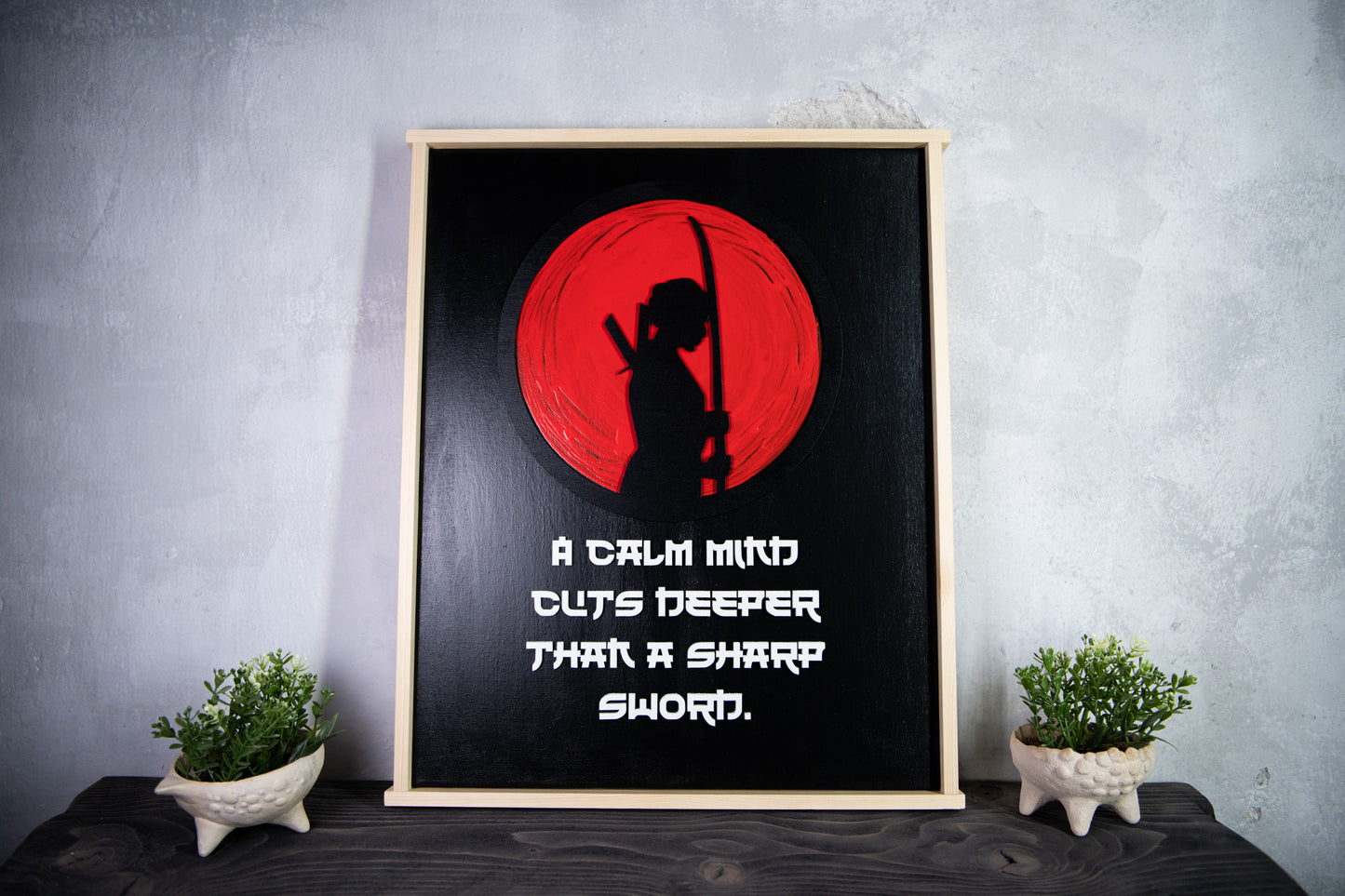 Samurai Wall Art – Laser Cut Wood Quote – Framed Canvas Artwork