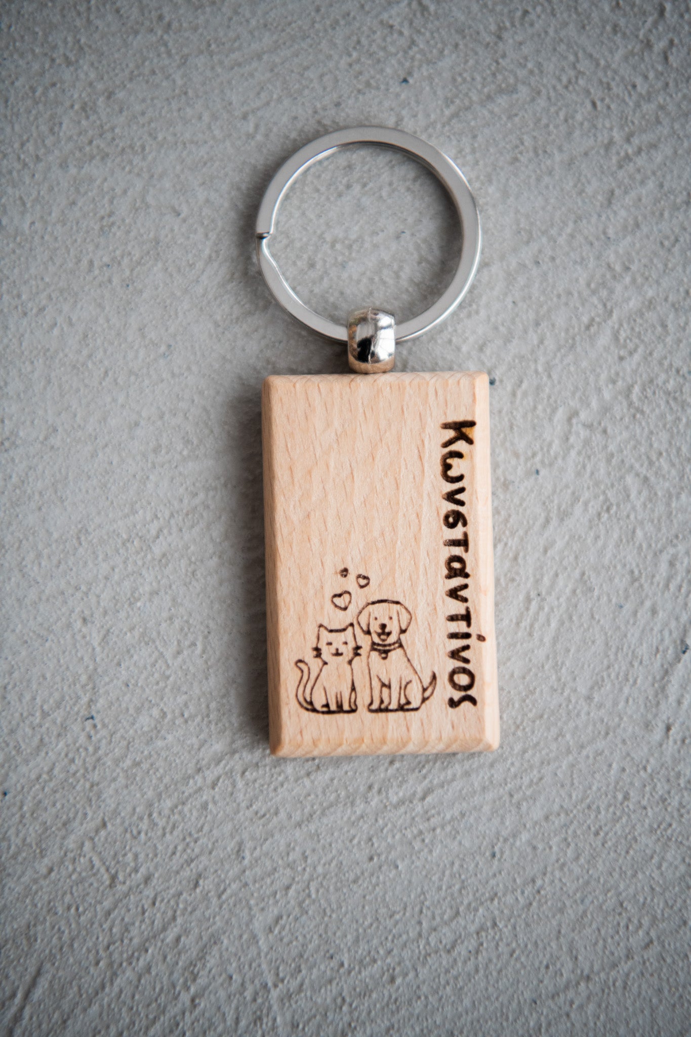 Personalized Wooden Keychain – Custom Name Tag | Handmade Beech Wood Keyring