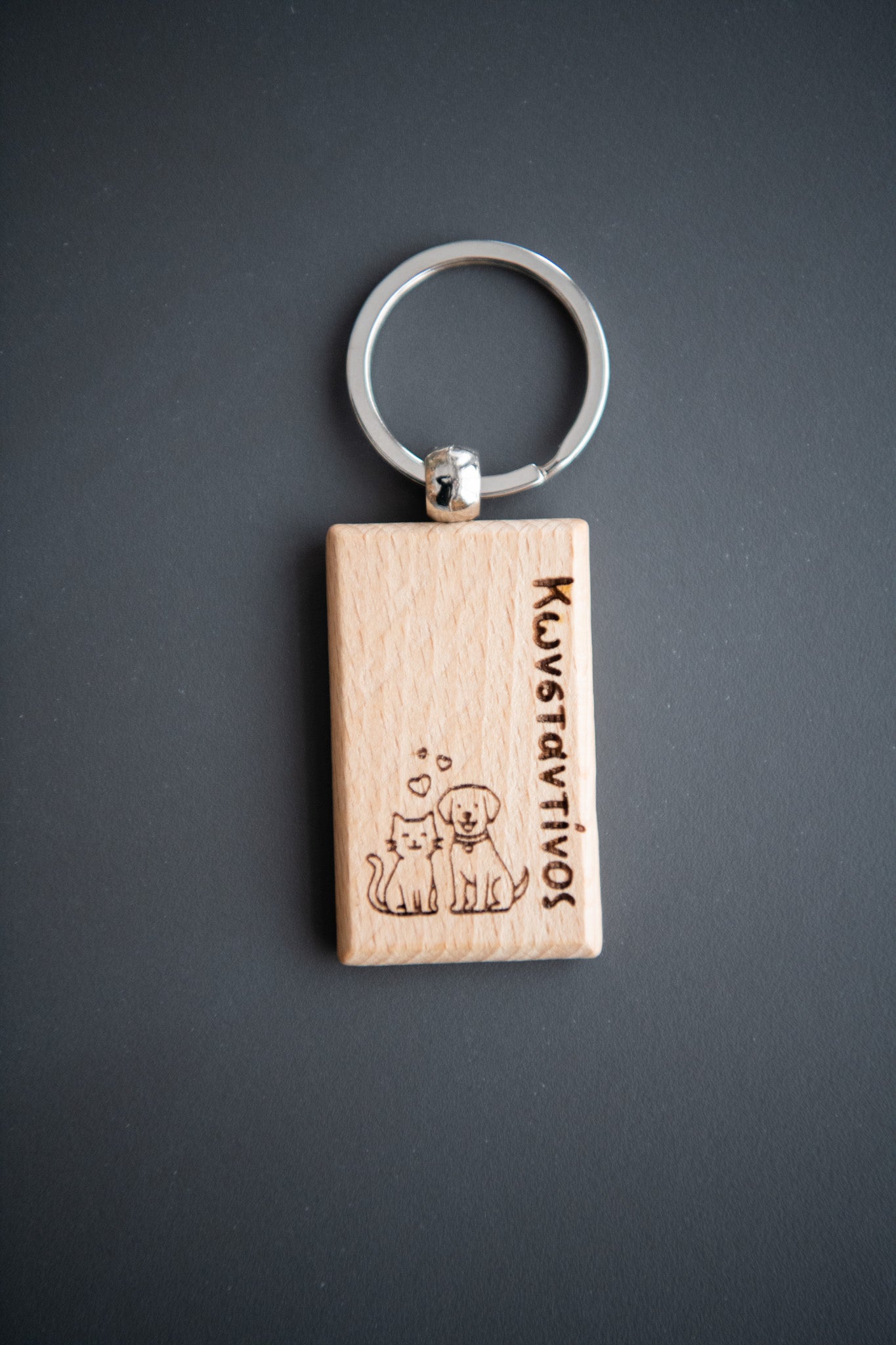 Personalized Wooden Keychain – Custom Name Tag | Handmade Beech Wood Keyring