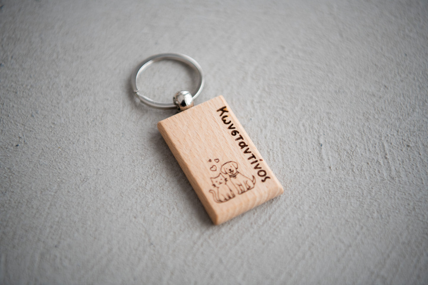Personalized Wooden Keychain – Custom Name Tag | Handmade Beech Wood Keyring